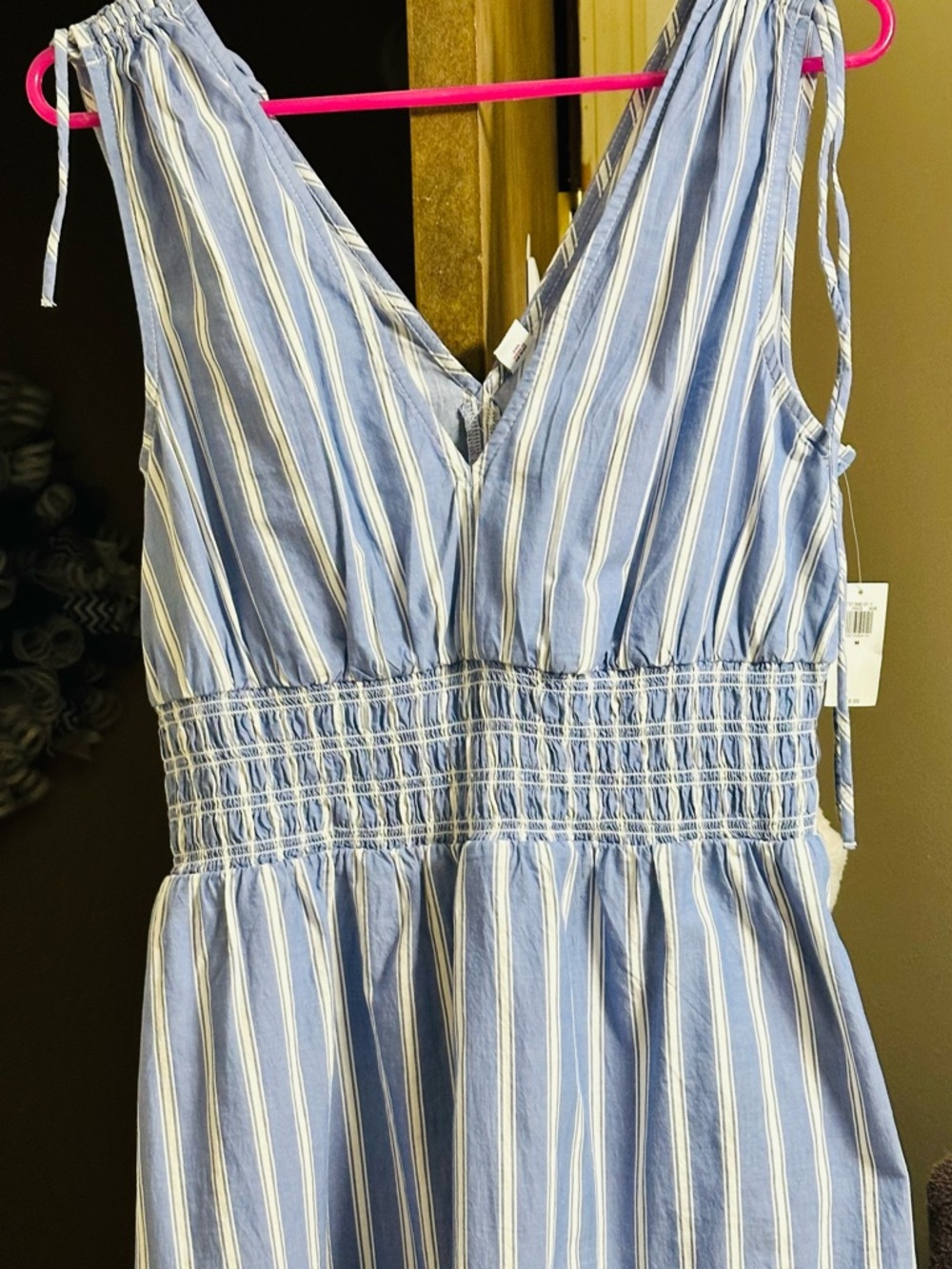 Old Navy Blue and White Striped Sleeveless Sundress - Picture 2 of 4